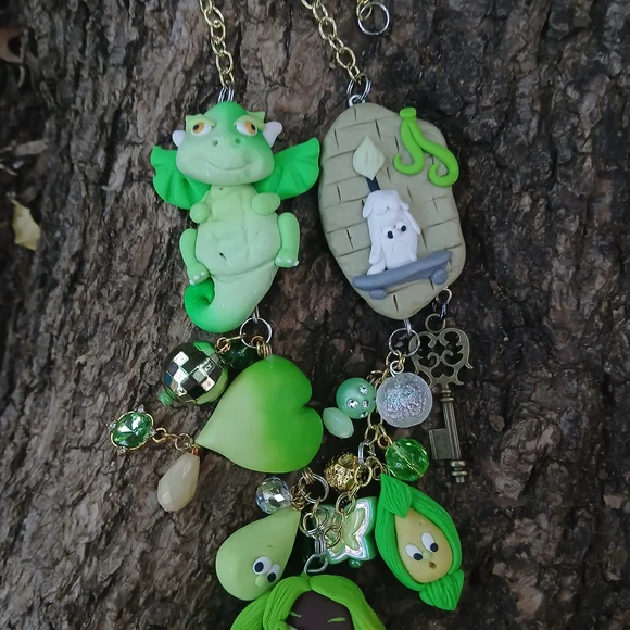Green and Yellow Fantasy Charm Necklace - Picture 3 of 7